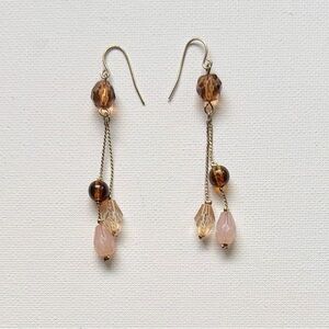 Boho Glass Bead Dangle Earrings – Gold Tone